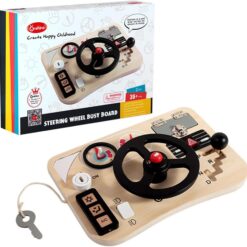 Placa senzoriala cu activitati Montessori - Busy Board, 3 ani+