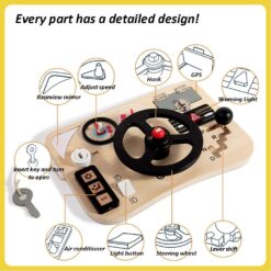 Placa senzoriala cu activitati Montessori - Busy Board, 3 ani+