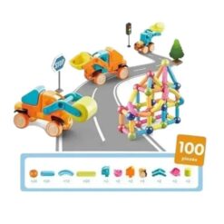 Set de constructie 3D, magnetic, 100 magneti, 3 ani +, VEHICULE 01