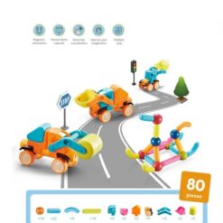 Set de constructie 3D, magnetic, 80 magneti, 3 ani +, VEHICULE