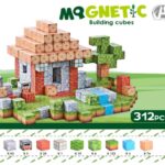 Set de constructie magnetic cu 312 de piese, 3 ani+, Minecraft