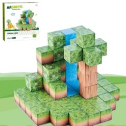 Set de constructie magnetic cu 64 de piese, 3 ani+, Minecraft