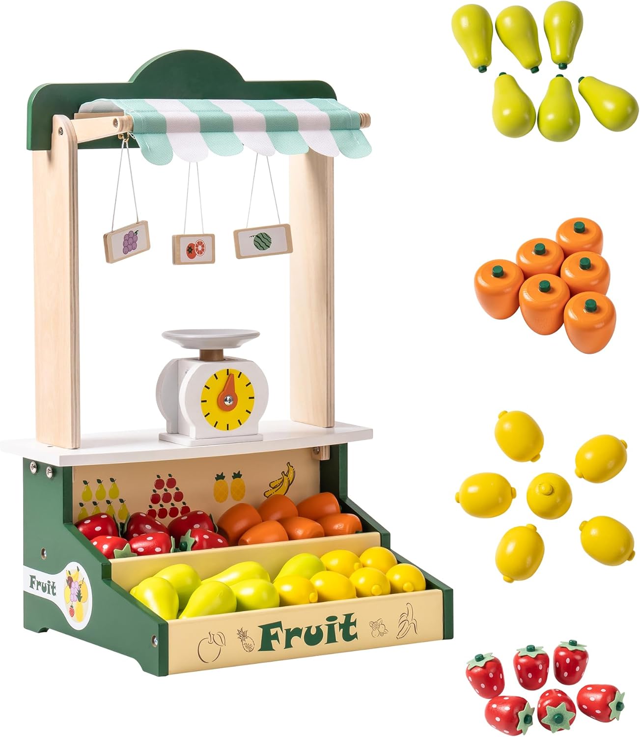 Stand din lemn cu fructe si cantar, 47 cm, 3 ani 01