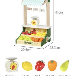 Stand din lemn cu fructe si cantar, 47 cm, 3 ani 01