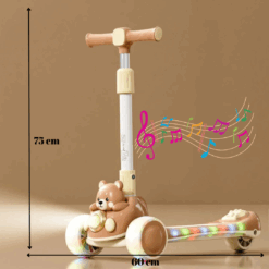 Trotineta far si lumini, sunete, pliabila, 3 ani+, Ursulet Maro