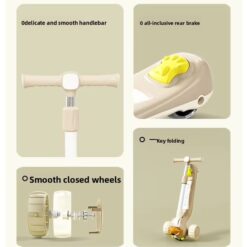 Trotineta far si lumini, sunete, pliabila, 3 ani+, Ursulet Roz