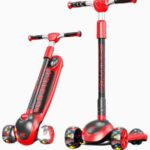 Trotinetă pliabilă cu 3 roți, sunete și lumini, pentru copii 6 ani+