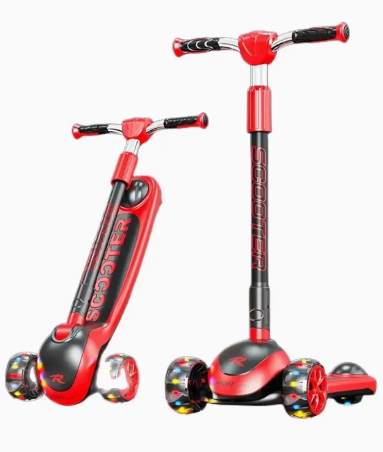 Trotinetă pliabilă cu 3 roți, sunete și lumini, pentru copii 6 ani+