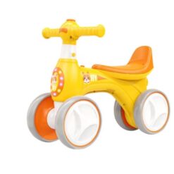 Bicicleta fara pedale cu 4 roti cu lumini, sunete, Baloane de sapun, 1-3 ani, Galben 01