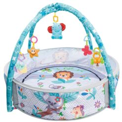 Centru activitati bebelusi, Salteluta cu piscina, arcada si 15 bile, Albastru, 0 luni+