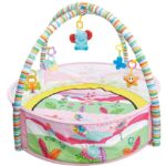 Centru activitati bebelusi, Salteluta cu piscina, arcada si 15 bile, Roz, 0 luni+
