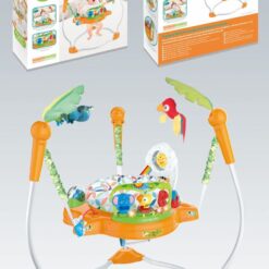 Centru de activitati pentru bebelusi, Jumper interactiv, 6 LUNI+, ajustabil pe inaltime, scaun rotativ 360°, Tropical 01
