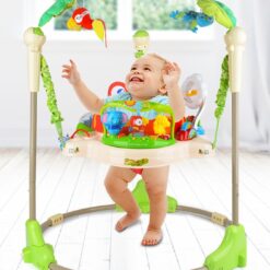 Centru de activitati pentru bebelusi, Jumper interactiv, 6 LUNI+, ajustabil pe inaltime, scaun rotativ 360°, Tropical 01