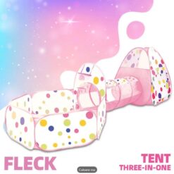 Cort de joaca si tunel pentru copii 3 in 1, 310 cm, Roz 01