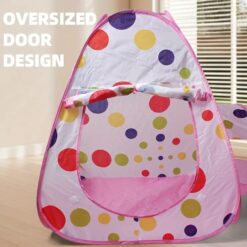 Cort de joaca si tunel pentru copii 3 in 1, 310 cm, Roz 01