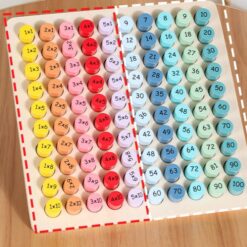 Joc educativ din lemn cu numere, Tabla Inmultirii pana la 10, 100 piese 01