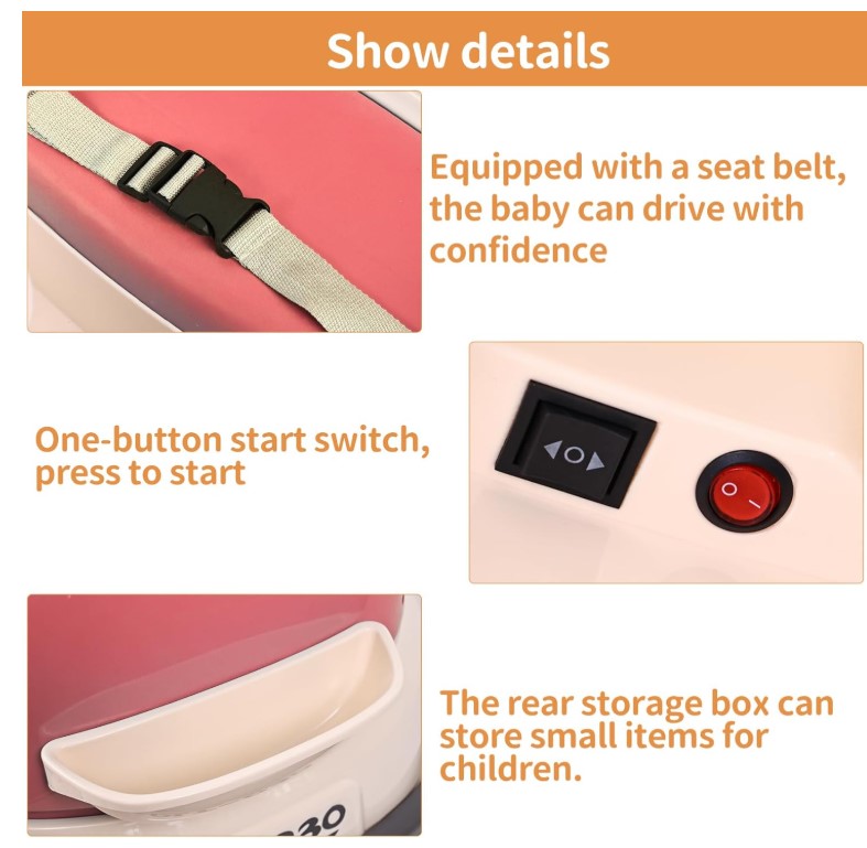 Masinuta Electrica pentru Copii cu 3 Roti, 6V, 2-4 ani, rotire 360 grade 01