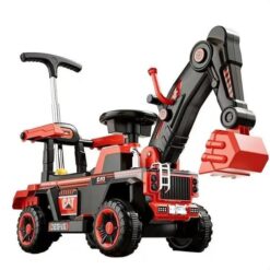Masinuta Electrica pentru Copii cu 4 Roti, 6V, Muzica si Lumini, 2-7 ani, Excavator rosu 01