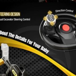 Masinuta Electrica pentru Copii cu 4 Roti, 6V, Muzica si Lumini, 2-7 ani, Excavator rosu 01