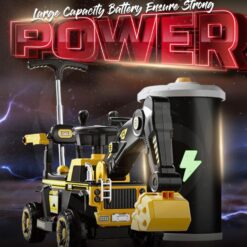 Masinuta Electrica pentru Copii cu 4 Roti, 6V, Muzica si Lumini, 2-7 ani, Excavator rosu 01