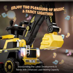 Masinuta Electrica pentru Copii cu 4 Roti, 6V, Muzica si Lumini, 2-7 ani, Excavator rosu 01