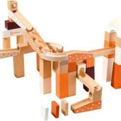 Set de constructie din lemn circuit cu bile - Marble Track, Onshine Marble, 60 piese 07