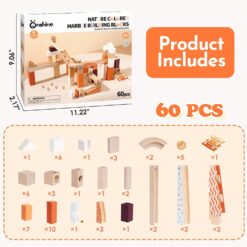 Set de constructie din lemn circuit cu bile - Marble Track, Onshine Marble, 60 piese 07