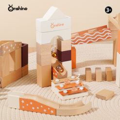 Set de constructie din lemn circuit cu bile - Marble Track, Onshine Marble, 60 piese 07