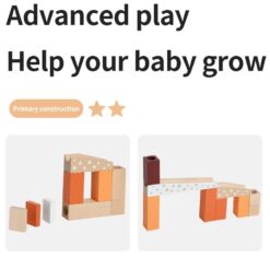 Set de constructie din lemn circuit cu bile - Marble Track, Onshine Marble, 60 piese 07