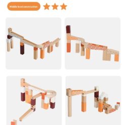 Set de constructie din lemn circuit cu bile - Marble Track, Onshine Marble, 60 piese 07