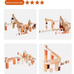 Set de constructie din lemn circuit cu bile - Marble Track, Onshine Marble, 60 piese 07