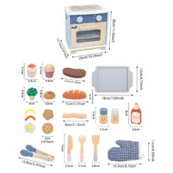 Set de gatit din lemn cu 22 accesorii pentru copii, Cuptor, 3 ANI 01