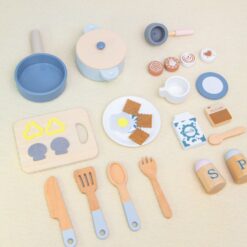 Set de gatit din lemn cu 25 accesorii pentru copii, Bucatarie, 3 ANI 01