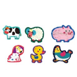 Set 6 puzzle-uri cu animale de la ferma, 2 ani+