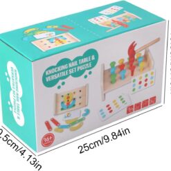Banc de lucru cu ciocanel si cuie, puzzle asociere pentru copii, 3 ani 01
