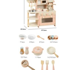 Bucatarie din lemn cu accesorii, 53cm, Roz 01