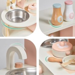 Bucatarie din lemn cu accesorii, 53cm, Roz 06