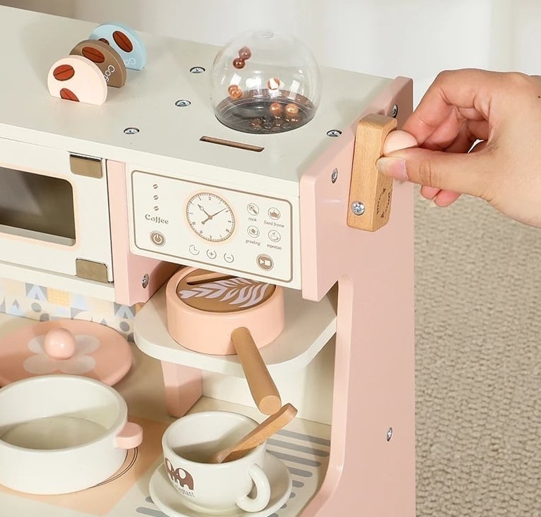 Bucatarie din lemn cu accesorii, 53cm, Roz 06