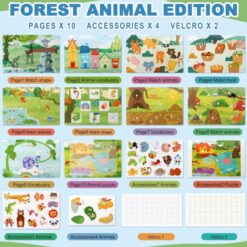 Carte cu stickere reutilizabile, Busy Book, Animale, 3ani+