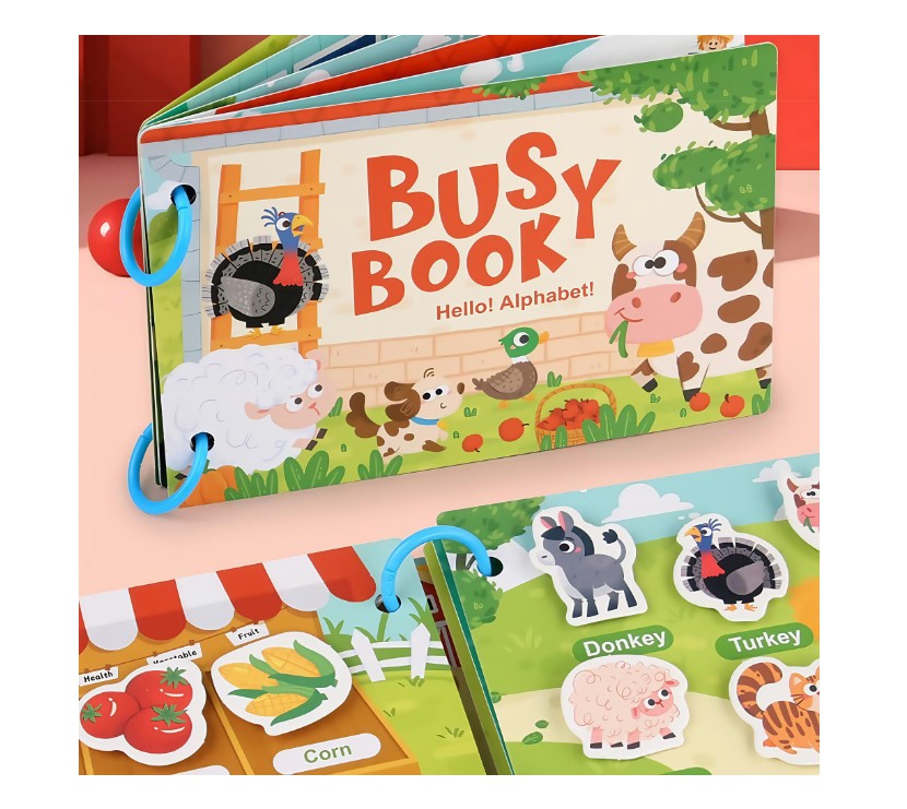 Carte cu stickere reutilizabile, Busy Book, Animale domestice, 3ani+
