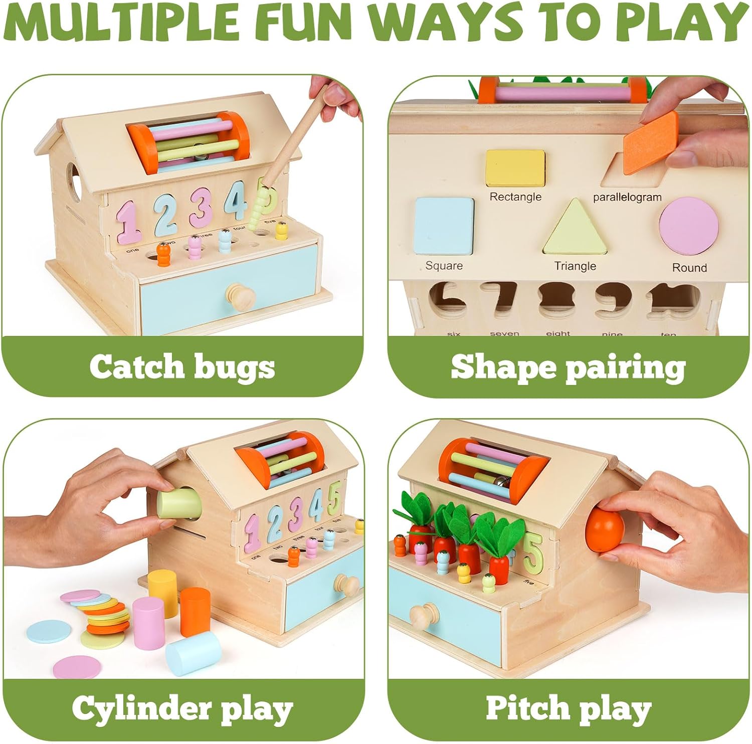 Casuta educationala, 8 in 1 activitati, joc de tip Montessori, 3 ani+ 001