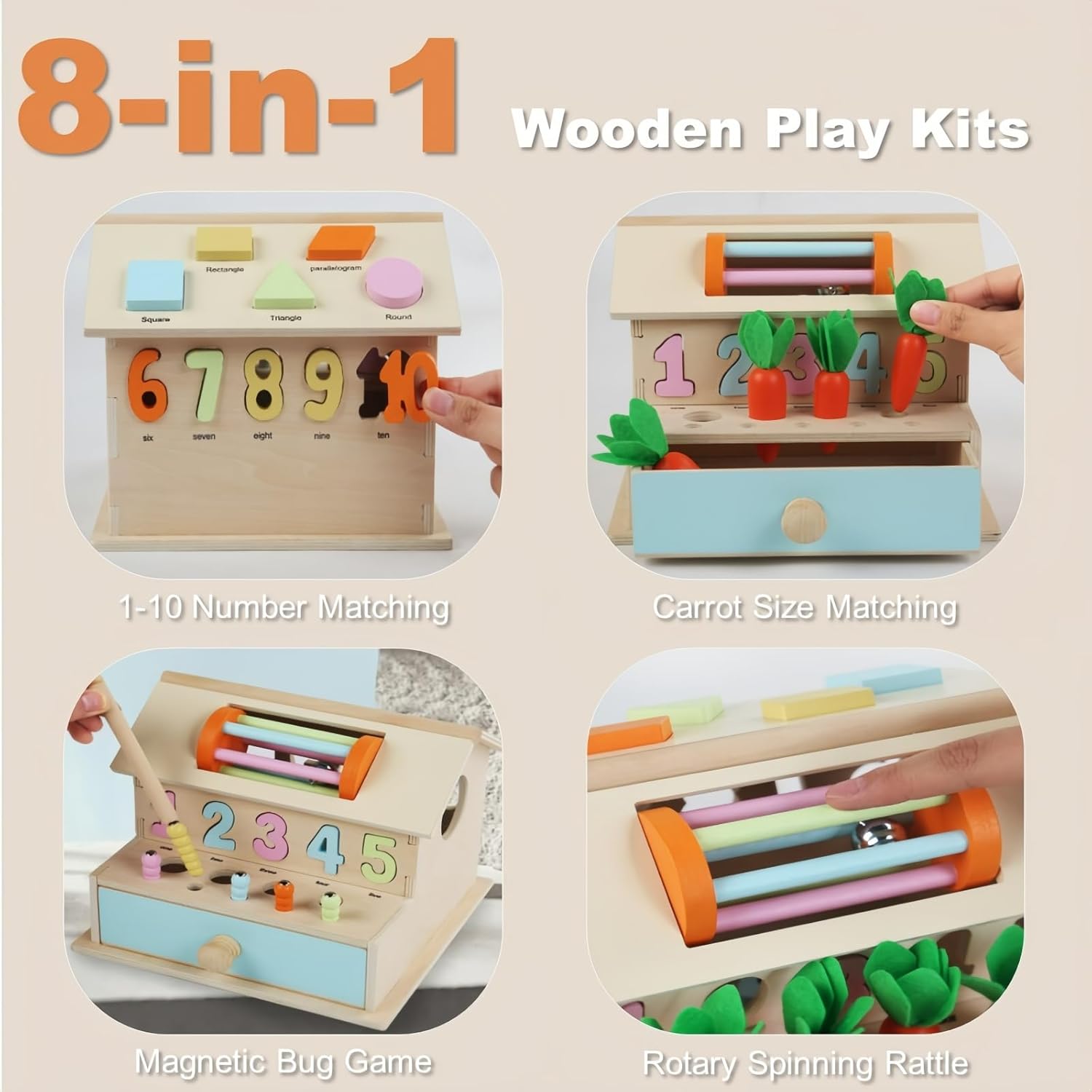 Casuta educationala, 8 in 1 activitati, joc de tip Montessori, 3 ani+ 001