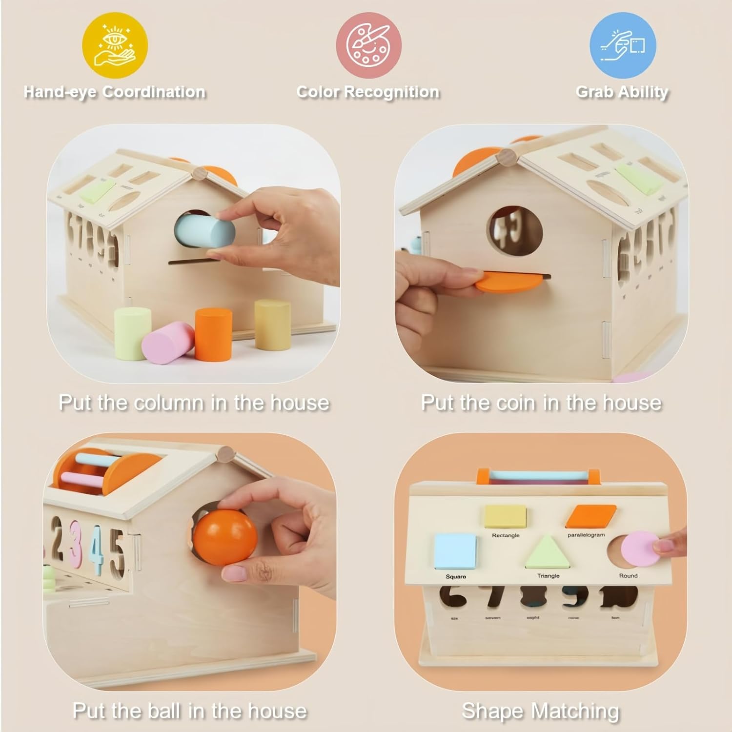 Casuta educationala, 8 in 1 activitati, joc de tip Montessori, 3 ani+ 001