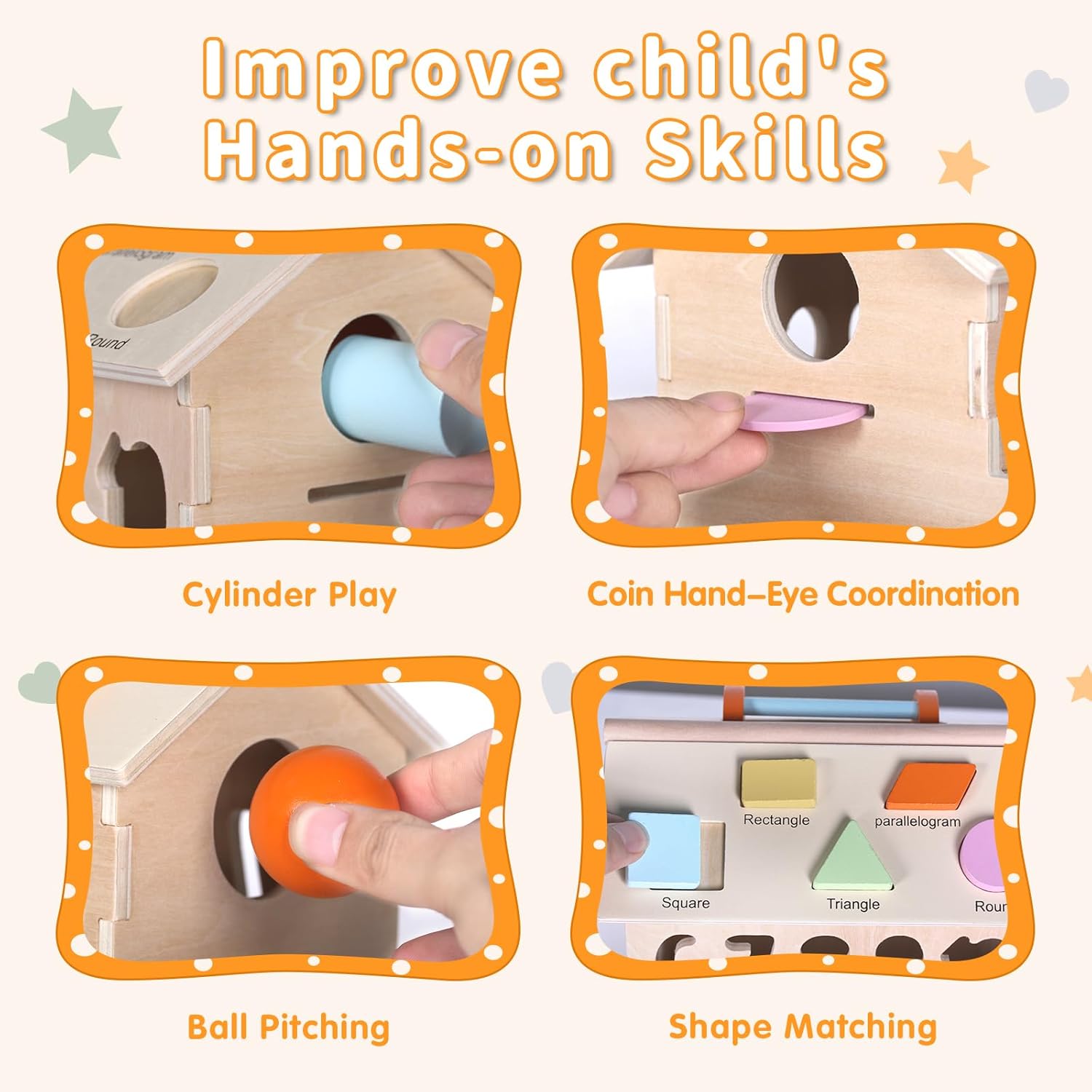 Casuta educationala, 8 in 1 activitati, joc de tip Montessori, 3 ani+