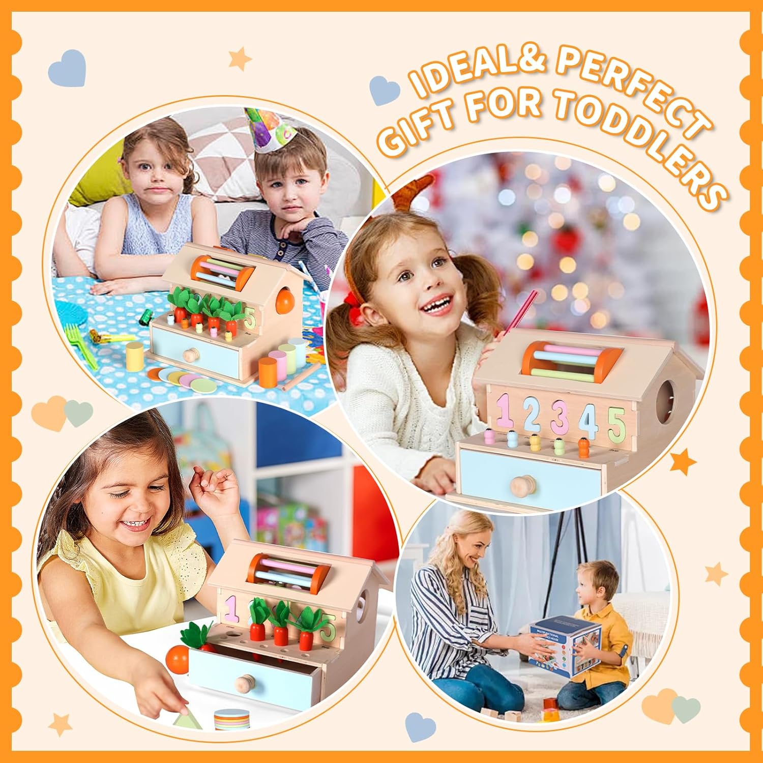 Casuta educationala, 8 in 1 activitati, joc de tip Montessori, 3 ani+