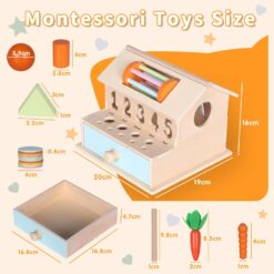 Casuta educationala, 8 in 1 activitati, joc de tip Montessori, 3 ani+