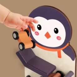 Circuit cu 3 masinute din lemn, Leu, 3 ani+