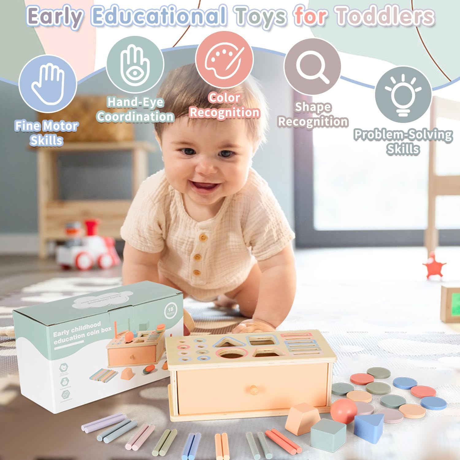 Cutia permanentei, joc multifunctional de sortare 4 IN 1, 18 luni 01