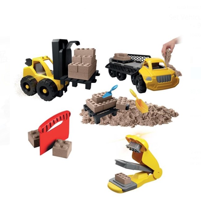 Joc creativ cu nisip kinetic, Vehicule de Constructie, 750 grame 01