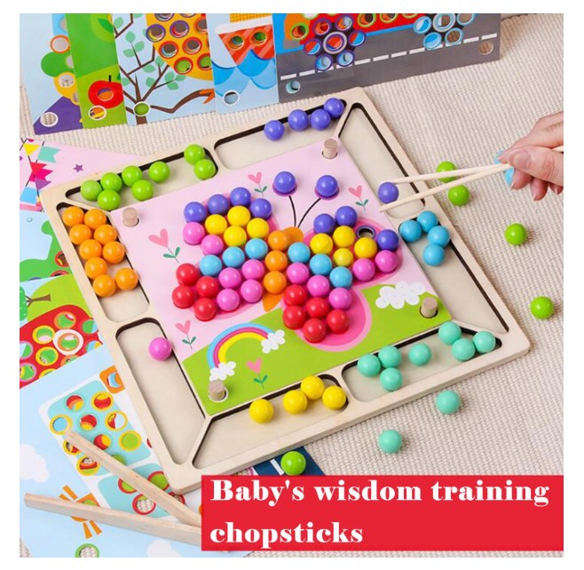 Joc de indemanare si asociere cu bile colorate tip Montessori, 3 ani+